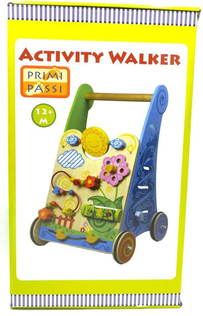 Jonotoys primi passi il passeggino per bambini in legno con attività
