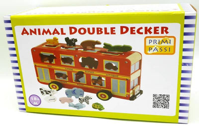 Los animales Jonotoys prima passi forman un autobús de dos pisos