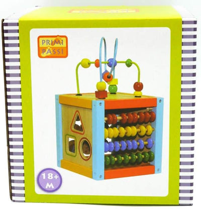 Cubo de actividades con marco de cuentas de madera Jonotoys primi passi
