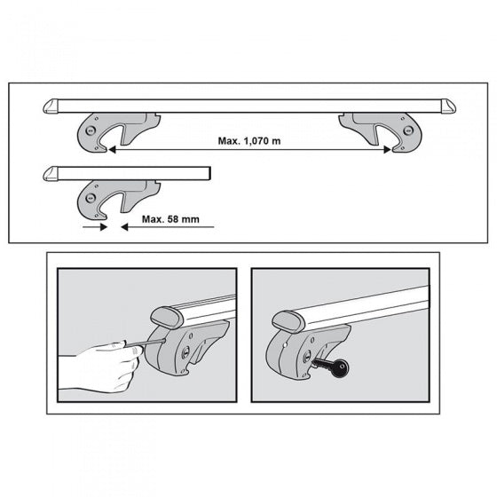 Menabo Dakdragerset aluminium 120 cm zilver