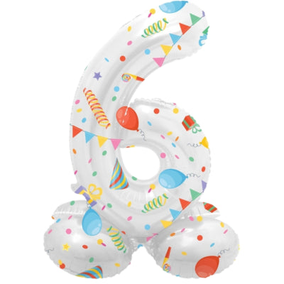 Globo de aluminio Folat de pie 6 fiesta alegre 41 cm | 20 piezas