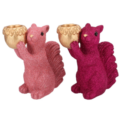 Daan kromhout schaal jingle eekhoorn staand roze 16 cm 2 assorti | 6 stuks