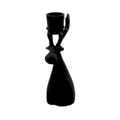 Candelabro Daan madera curvada dobra negro 14 cm | 9 piezas