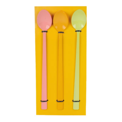 Cuchara cóctel metal rosa amarillo verde 22 cm juego de 3 b-choice | 24 piezas