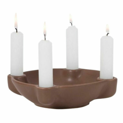 Senza candeliere quattro stagioni ceramica marrone 18 cm | 12 pezzi
