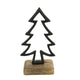 Figurina abete su base in legno di mango nero 17 cm | 12 pezzi