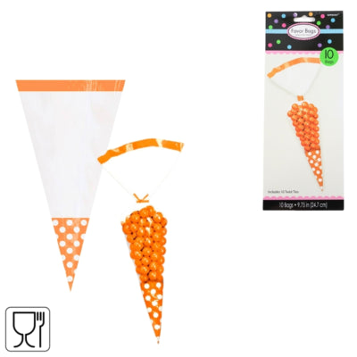 Bolso tipo cono Ty par con cierre naranja transparente 24,7 cm juego de 10 | 48 piezas