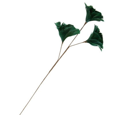 Light living kunsttak feather bloemen donkergroen 75 cm | 16 stuks