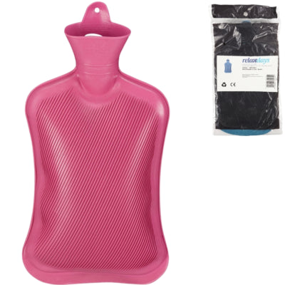 Relaxdays hot water bottle pink 2 l | 6 pieces