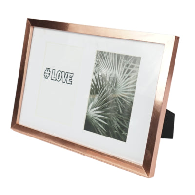 Portafoto 2 foto passe-partout color oro rosa 10 x 15 cm | 8 pezzi