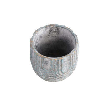 Vaso da fiori Ptmd Rexin rotondo grigio s 12 cm | 12 pezzi