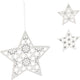 Percha navideña estrella madera brillo blanco 22 cm 3 surtidos | 24 piezas