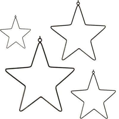 Stelle pendenti natalizie nere 30 cm set da 4 | 10 pezzi