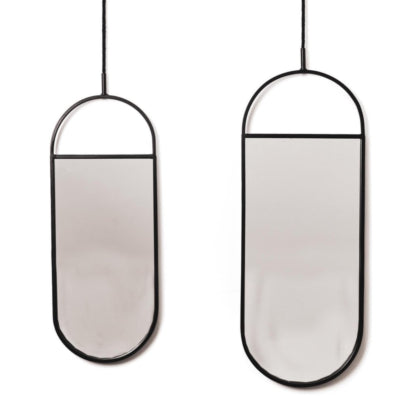 Housevitamin espejo de pared metal negro 60 cm juego de 2 | 6 piezas