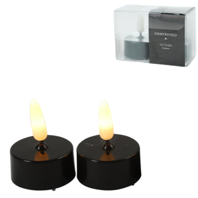 Countryfield LED candelina Elegance effetto fiamma nero 5 cm set da 2 | 24 pezzi
