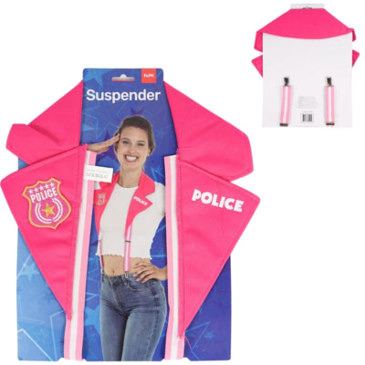 Folat politie bretels roze one size | 48 stuks