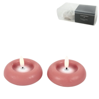 Countryfield Vela flotante LED Lyon efecto llama rosa 7,5 cm juego de 2 | 12 piezas