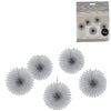 Amscan decoratieve waaiers zilverkleurig 15 cm set van 5 | 24 stuks