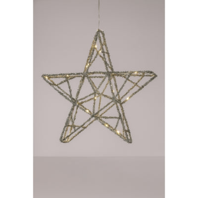 Stella di Natale LED a batteria color argento 40 cm | 6 pezzi