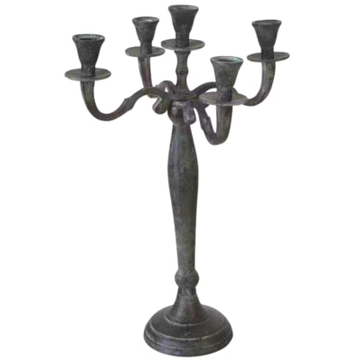 Candeliere classico in alluminio effetto anticato 40 cm | 2 pezzi