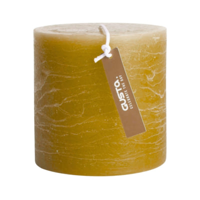 Candela a colonna Gusta rustica giallo ocra 10 x 10 cm | 12 pezzi