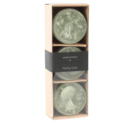 Candela galleggiante Countryfield Bolie verde chiaro 7 cm set da 3 | 12 pezzi