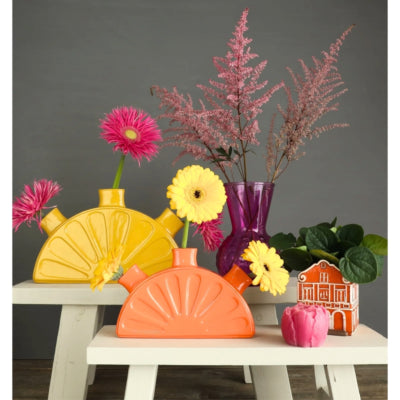 Jarrón amarillo ocre limón 28 cm | 8 piezas