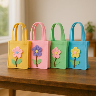 Hobby flora geschenktas vilt 15 cm assorti | 32 stuks
