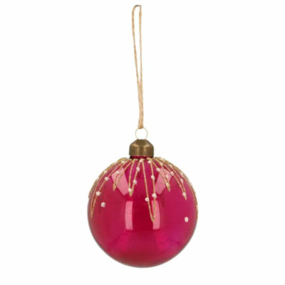 Ngk Palla di Natale Sparkle Bacca di Vetro Rosa 8 cm | 24 pezzi