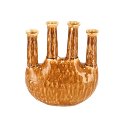 Jarrón Daan de madera curvada inga jahra marrón 26 cm | 4 piezas