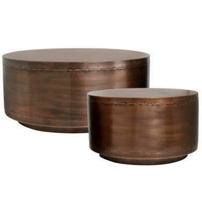 Ptmd mesa auxiliar georgy metal color cobre 80 cm juego de 2