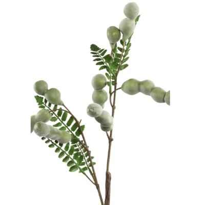 Ptmd rama artificial rama de bayas verde 65 cm | 8 piezas