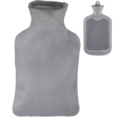 Relaxdays bolsa de agua caliente con funda gris 2 l | 6 piezas