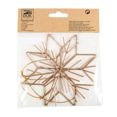 Colgante navideño copo de nieve metal dorado 11,5 cm juego de 2 | 48 piezas