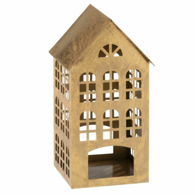Portacandele J-line casa color oro 32 cm | 3 pezzi