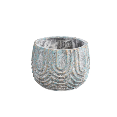 Vaso da fiori Ptmd Rexin rotondo grigio s 12 cm | 12 pezzi