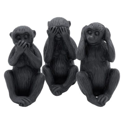 Immagine scimmie sentono vedono silenzio nero 12 cm set da 3 | 24 pezzi