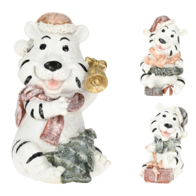 Salvadanaio natalizio tigre bianco 12 cm 3 assortiti | 12 pezzi