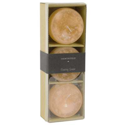 Candela galleggiante Countryfield Bolie ambra 7 x 5 cm set da 3 | 12 pezzi