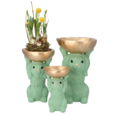 Ciotola Daan in legno curvato coniglio verde 28 cm | 4 pezzi