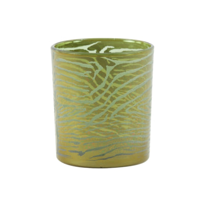 Light living portavelas cebra cristal verde dorado 10 cm | 12 piezas