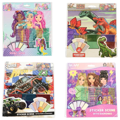 Sticker scene diamonds en foam 300-delig 4 assorti | 24 stuks