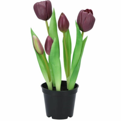 Daan kromhout kunstplant in pot tulp 26 cm | 6 stuks