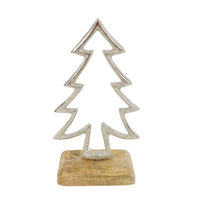 Figurina abete su base in legno di mango 17 cm | 12 pezzi