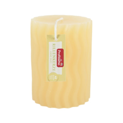 Profissimo (r) candela a colonna con scanalature giallo 6,8 x 10 cm | 12 pezzi