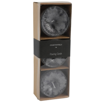 Candela galleggiante Countryfield Bolie grigia 7 cm set da 3 | 12 pezzi