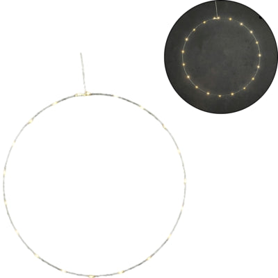 Círculo con iluminación LED plateada a batería 50 cm | 30 piezas