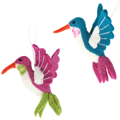 Ngk decoratie hanger kolibrie vilt 13 cm 2 assorti | 18 stuks