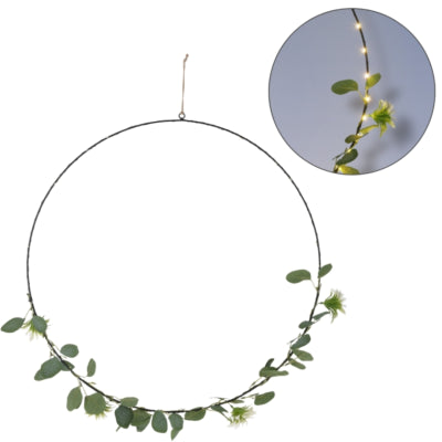 Hangdecoratie ring botanical led op batterij 60 cm | 12 stuks