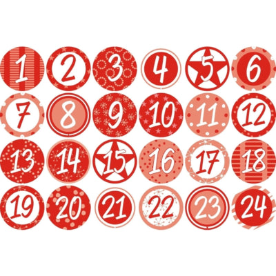 Set regalo calendario dell'avvento fai da te rosso 26 cm | 24 pezzi